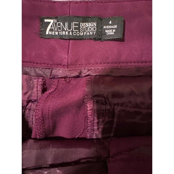 7th Avenue Design Studio Size 4 Burgundy Chino Dress Pants Stretch Work Trousers - Picture 5 of 9